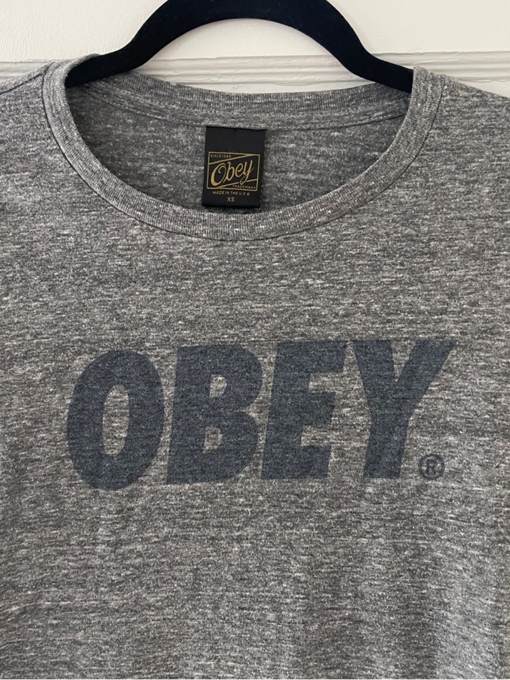Obey Heather Gray Logo Tee - Picture 2 of 4